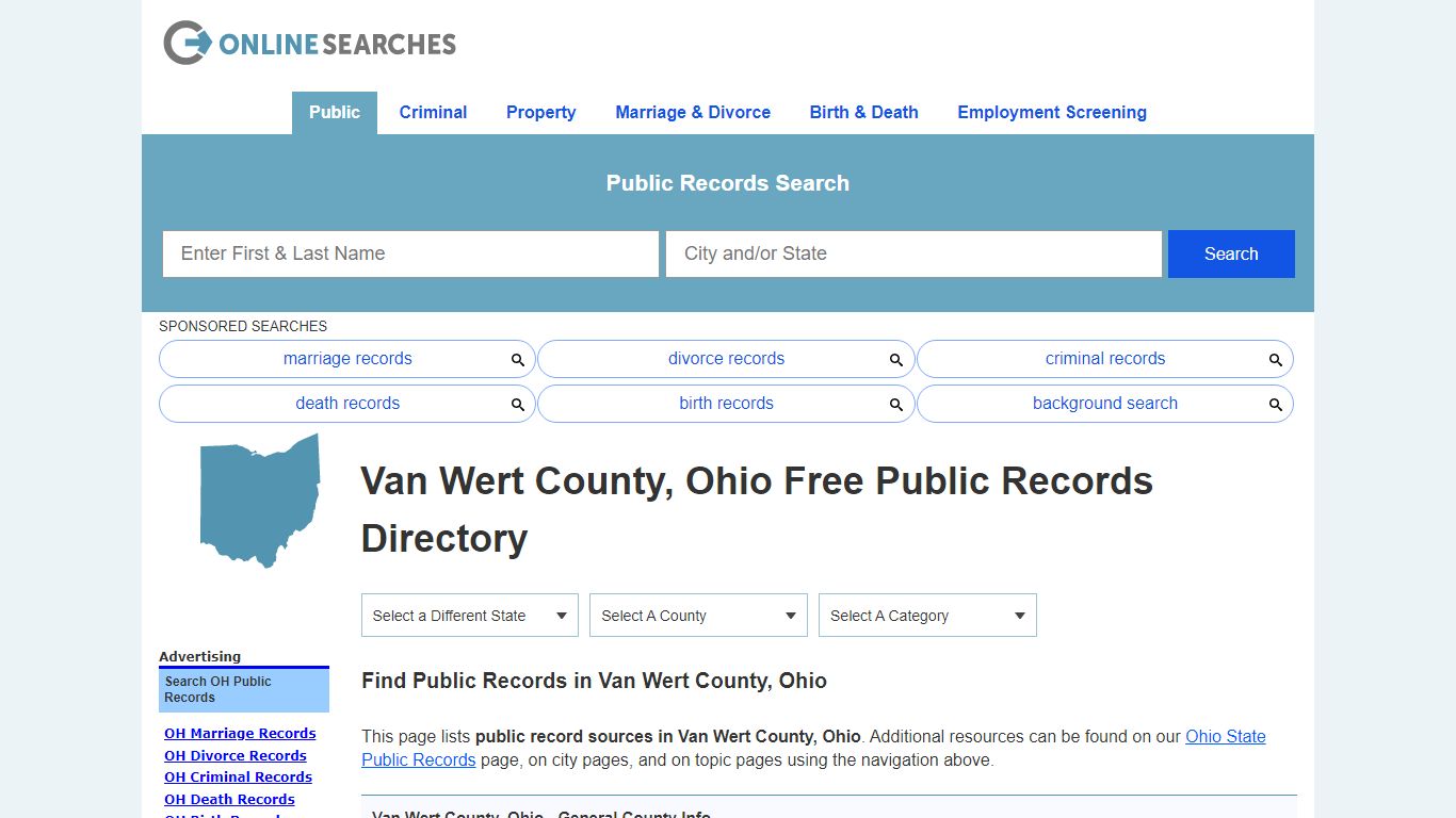 Van Wert County, Ohio Public Records Directory