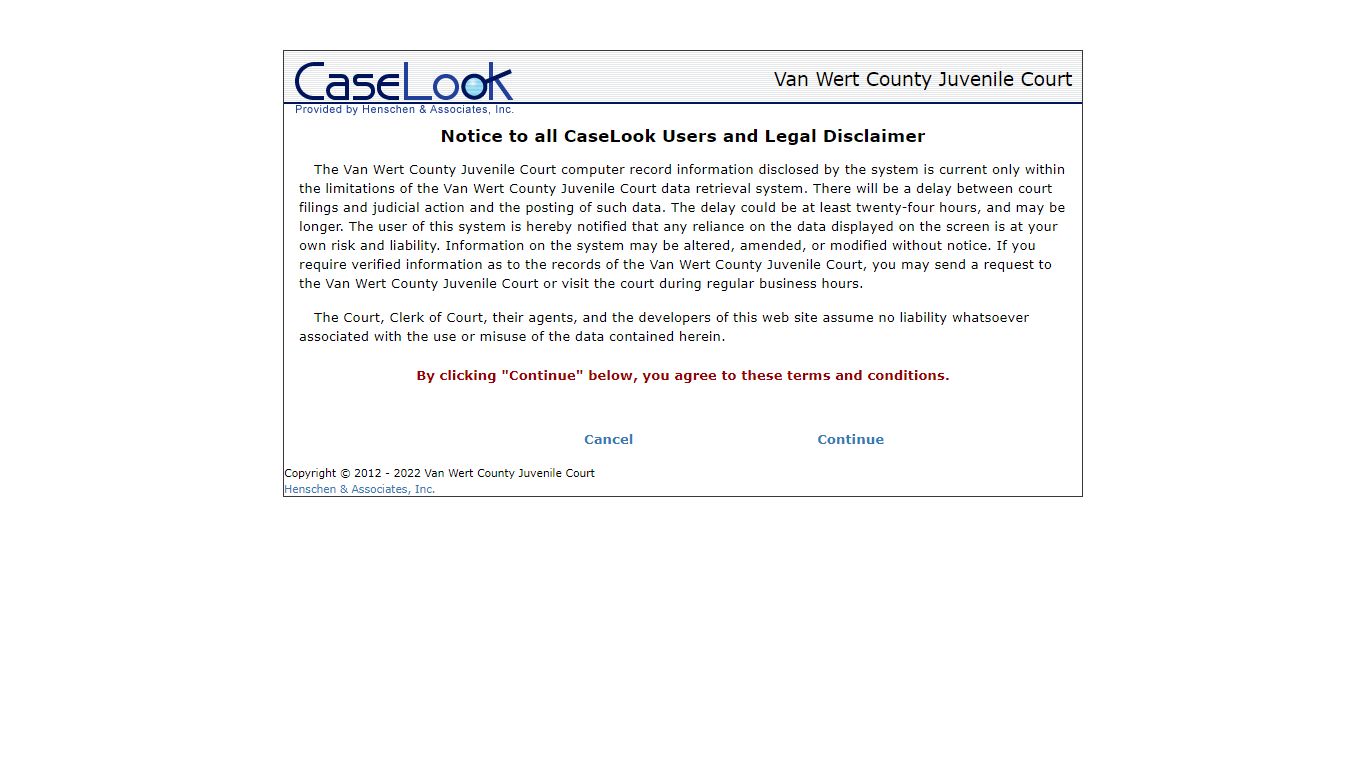 Van Wert County Juvenile Court - Record Search
